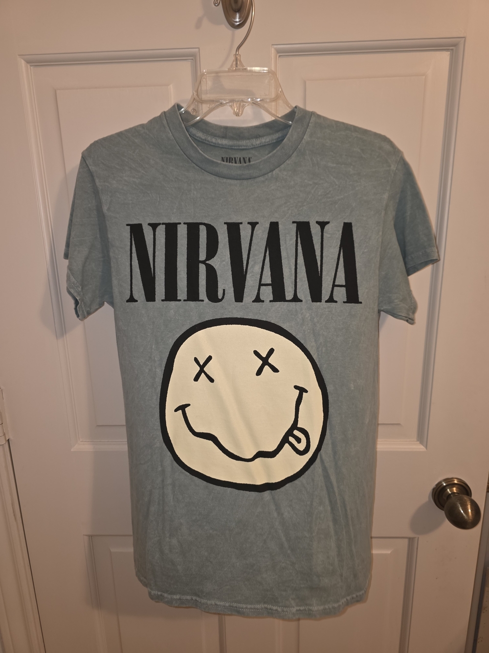 NIRVANA Blue Graphic Tee with Cream Smiley